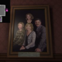 9. Above the answering machine, we get our full cast: eldest daughter Katie, younger daughter Sam, mom Jan, and dad Terry.