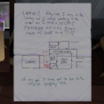 37. The last room to hit up on the second floor is the sewing room. In a folder here, we find a note from Sam to Lonnie, one that unlocks previously gated areas of the house, and lets us progress. Sam mentions a secret passage. It gets added to our map.