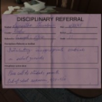 17. A disciplinary referral and a note from Sam's parents.