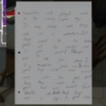 18. This three-page letter on the kitchen table prompts Sam's May 19, 1995 journal entry, "Daniel."