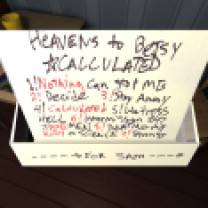 We need to go into the sewing room to unlock the next section of the game, and while we're here we might as well check out some other details. First, the case of a dub Lonnie made Sam of Heavens to Betsy's album Calculated.