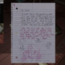 Under a pile of pillows on Sam's floor, we find what seems to be one of the earlier note-based correspondences between her and Lonnie.