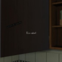 Also in here, we can see that Sam used a label gun to affix the message "Lonnie rules" inside the medicine cabinet.